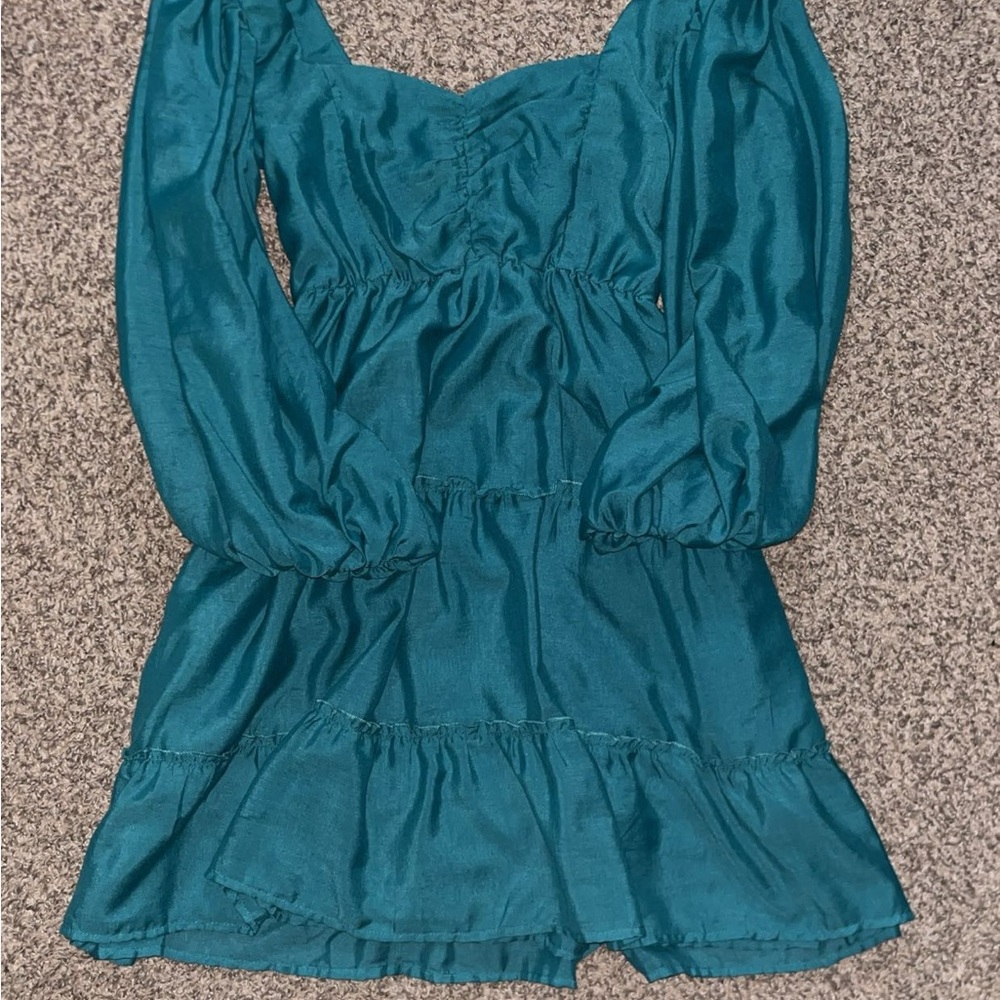 Teal Long Sleeve Dress